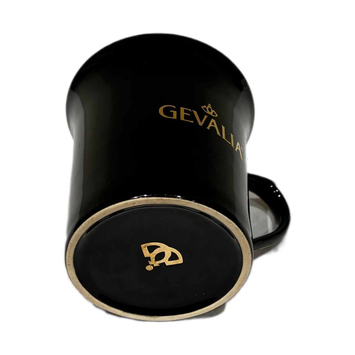 GEVALIA Black & Gold Trim Coffee Mug