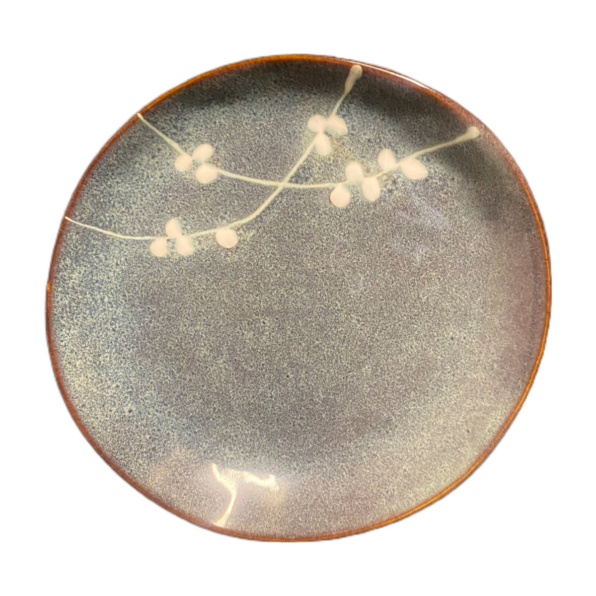 Oneida CHERRY BLOSSOM 4-Salad Plates Stoneware Dinnerware Green White Brown Trim