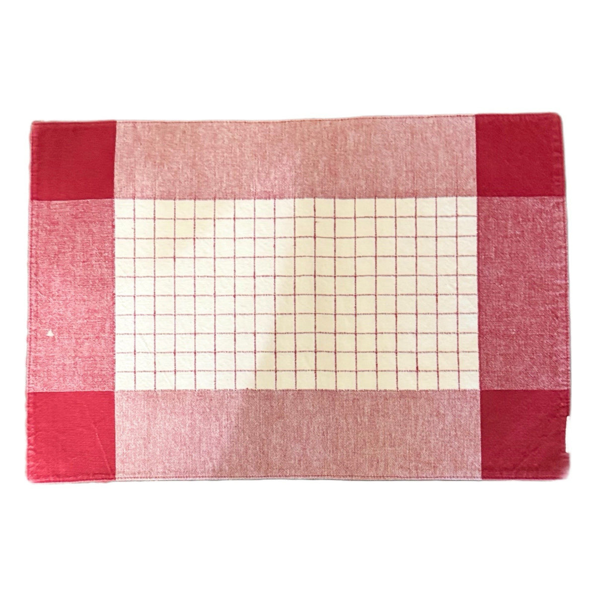 Retro Red Checkered Cotton Placemats Set of 6 – Mid-Century Farmhouse Style