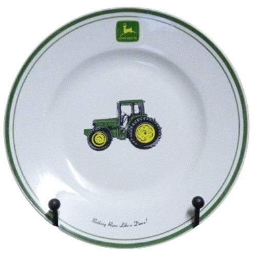 Gibson Designs JOHN DEERE 4-Dinner Plates 11 1/8" D Tractor & Words Green Yellow