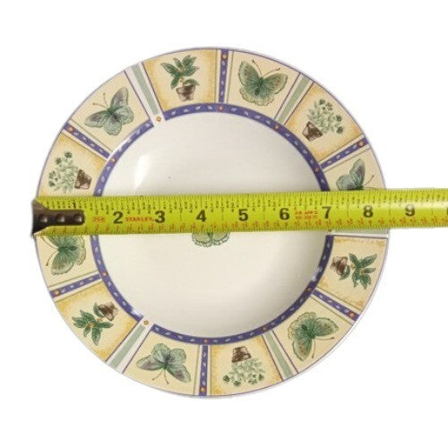 Gibson Designs SPRING MONARK 4-Rim Soup Bowls 8 1/2" D Butterfly Plant Panels