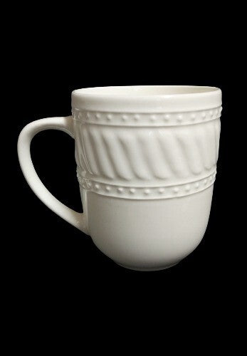 Gibson IMPERIAL BRAID Coffee Mug 11 oz Embossed Ceramic White Cup Rope Dots