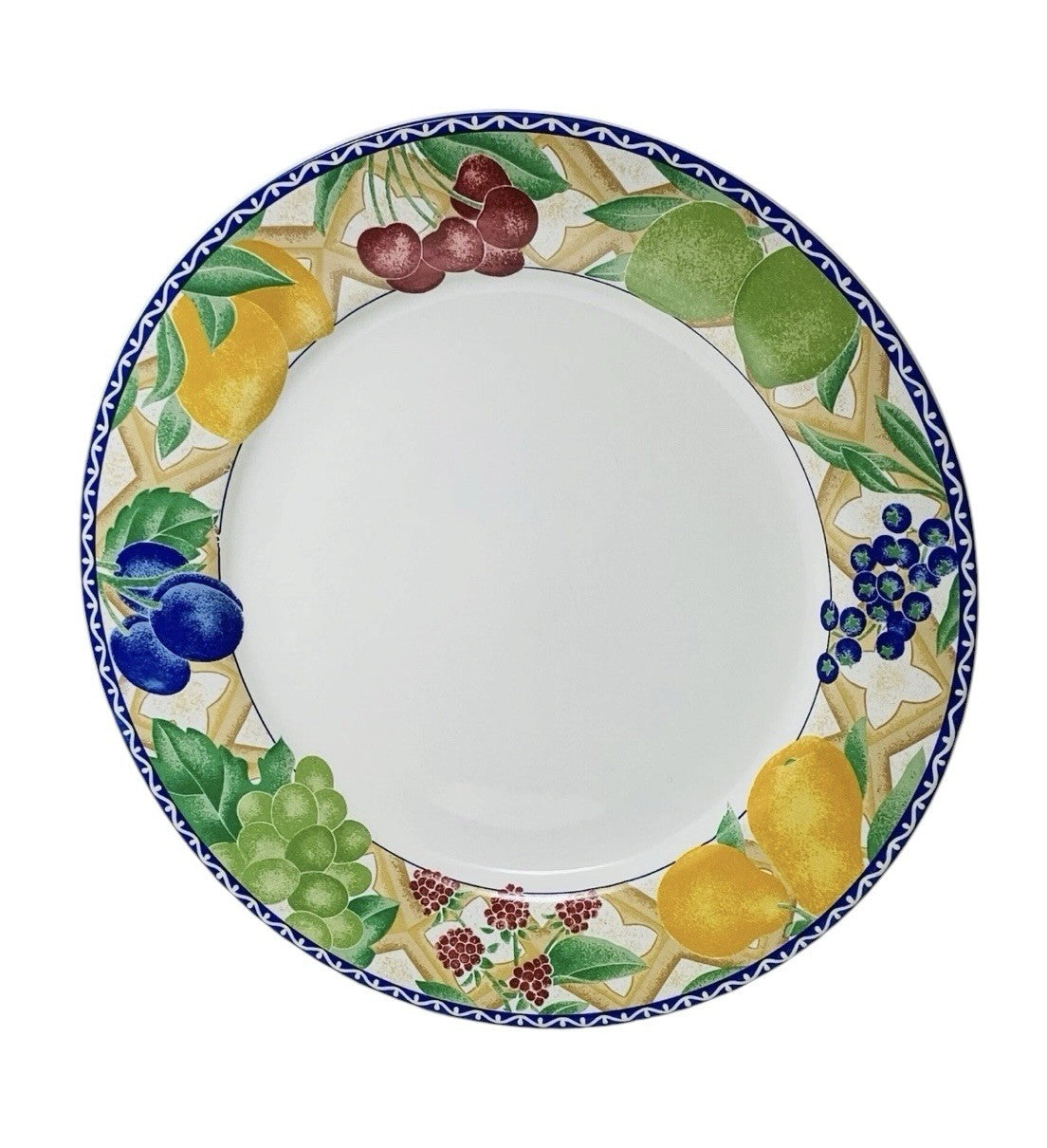 Sango Delight 4869 Set of 4 Dinner Plates Fruit Rim 10.75” Stoneware Vintage