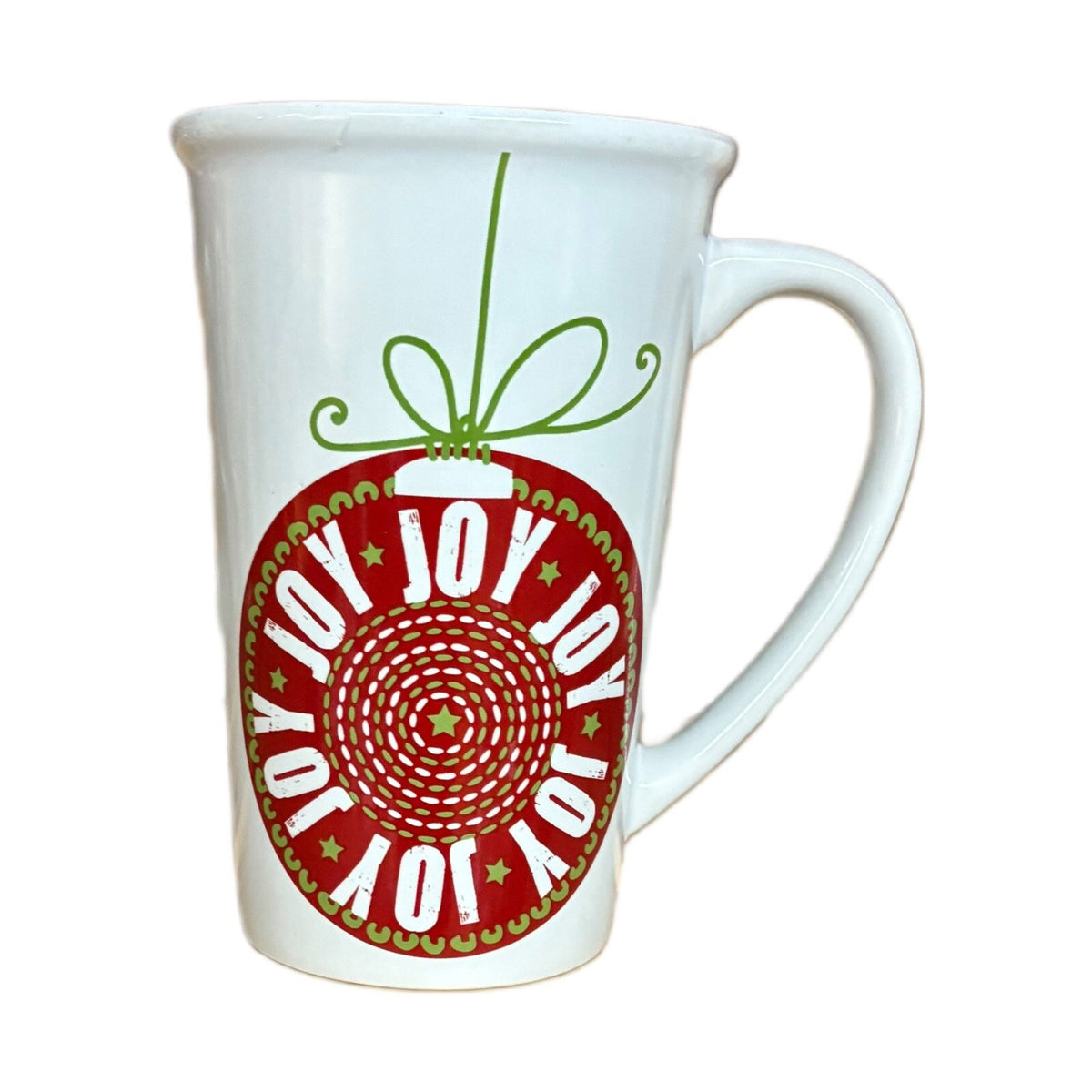 Boston Warehouse Latte Mug JOY JOY Tall Coffee Tea Christmas Holiday Winter Cup