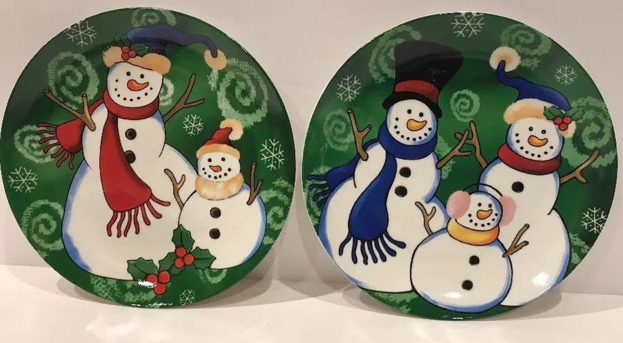 Set Of 4 Christmas Salad/Dessert Plates Snowman-VIGOR