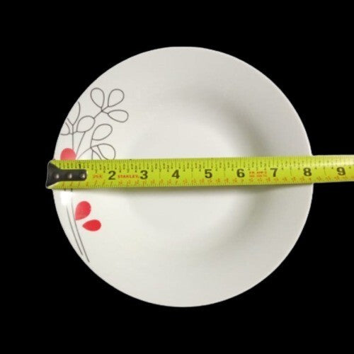 Gibson Designs SCARLET LEAVES 4-Rim Soup Bowls 8" D Floral Ceramic Cereal Plate