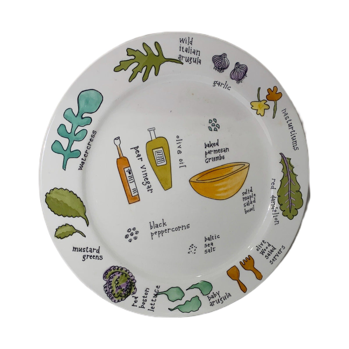 URSULA DODGE SALAD DAYS 4 Luncheon Plates Signature Housewares Salad Dish 9 1/8"