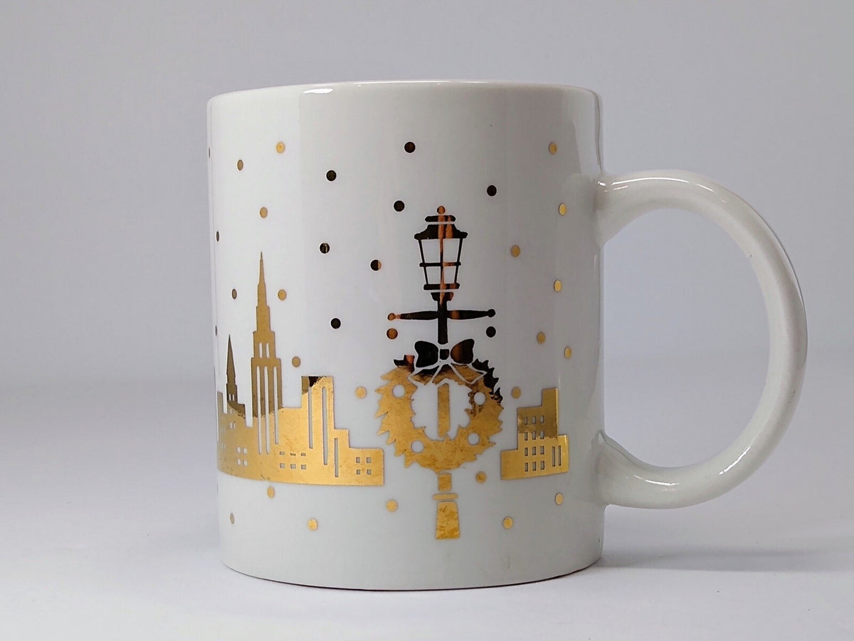 Studio Nova Mug GOLDEN CITY  White Gold Tea Cup Christmas Glassware Collection