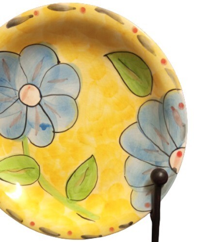 Gibson Houseware SUNRISE Set Of 2 Salad Dessert Plates 7 ¾”D Yellow Blue Flowers