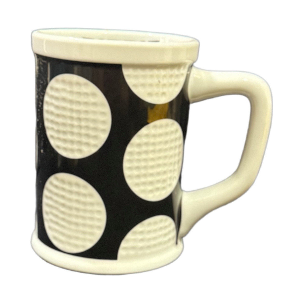 Golf Gifts Gallery Mug Black & White Dimpled Golf Ball Pattern 4.78” H Cup