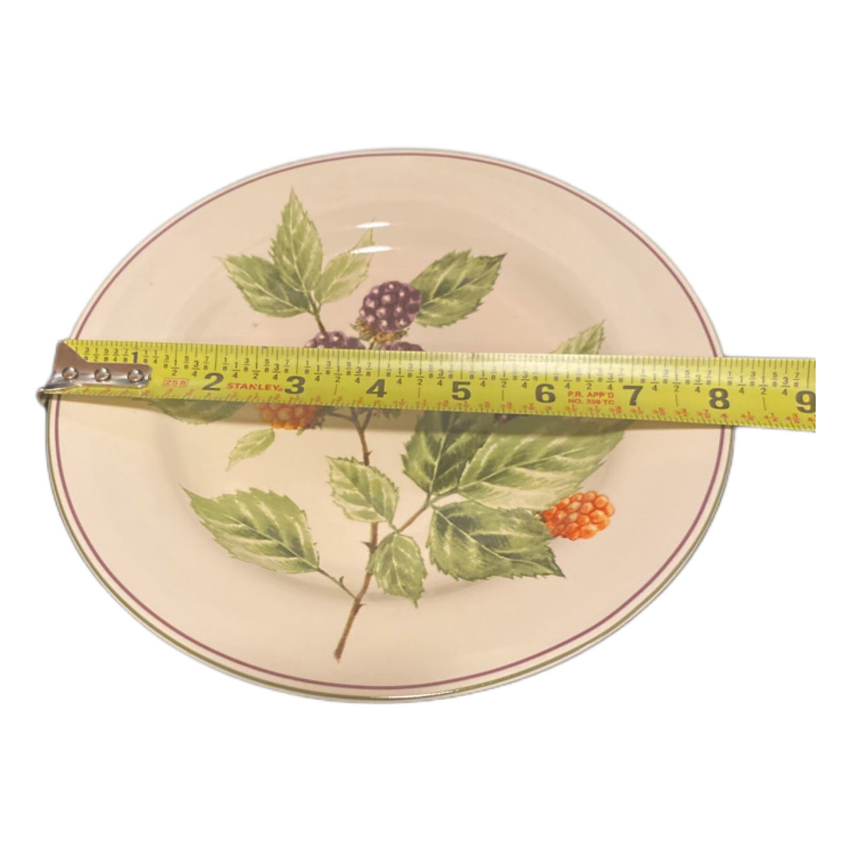Oneida Sakura BERRY FIELDS Salad Dessert Plate Black Orange berries Stoneware
