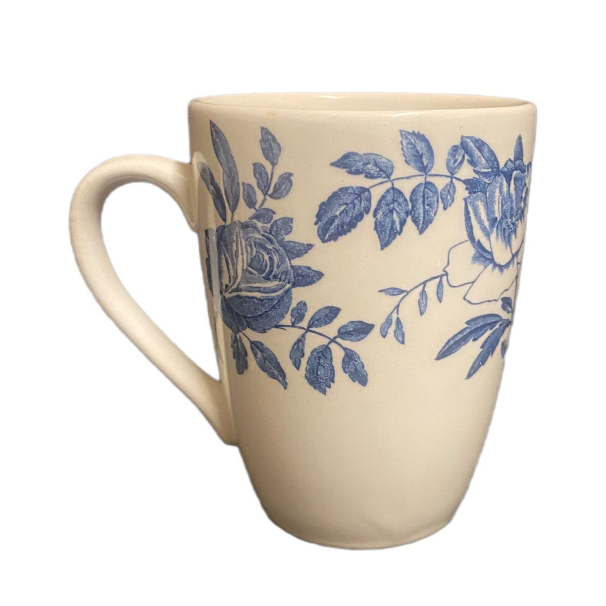 Churchill Mugs Blue Peony Ceramic England Set of 2 White Coffee Tea Cups
