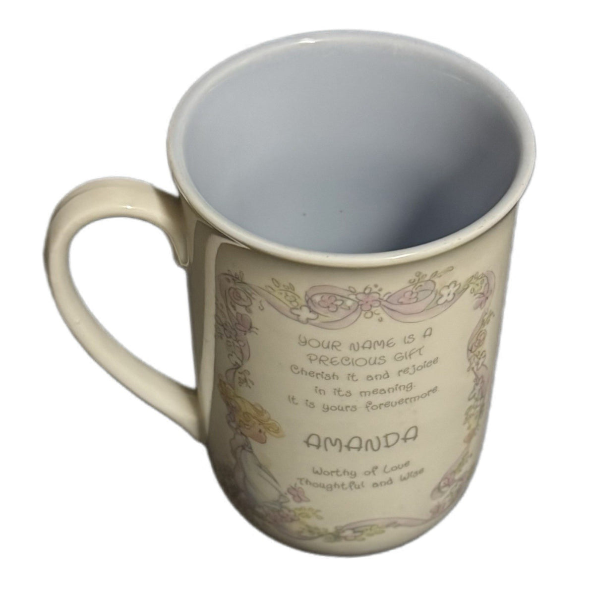 Precious Moments Amanda Mug 1990 Enesco Porcelain Coffee Cup Personalized Name