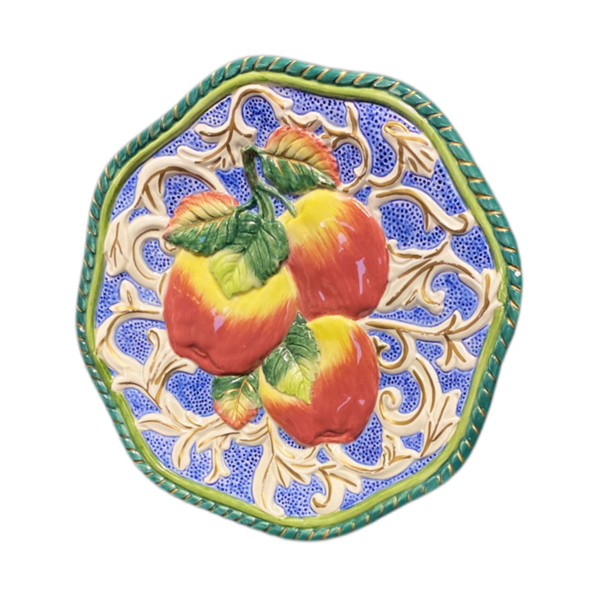 Fitz & Floyd Florentine Apple 3D Relief Canape Accent Plate Italy Style