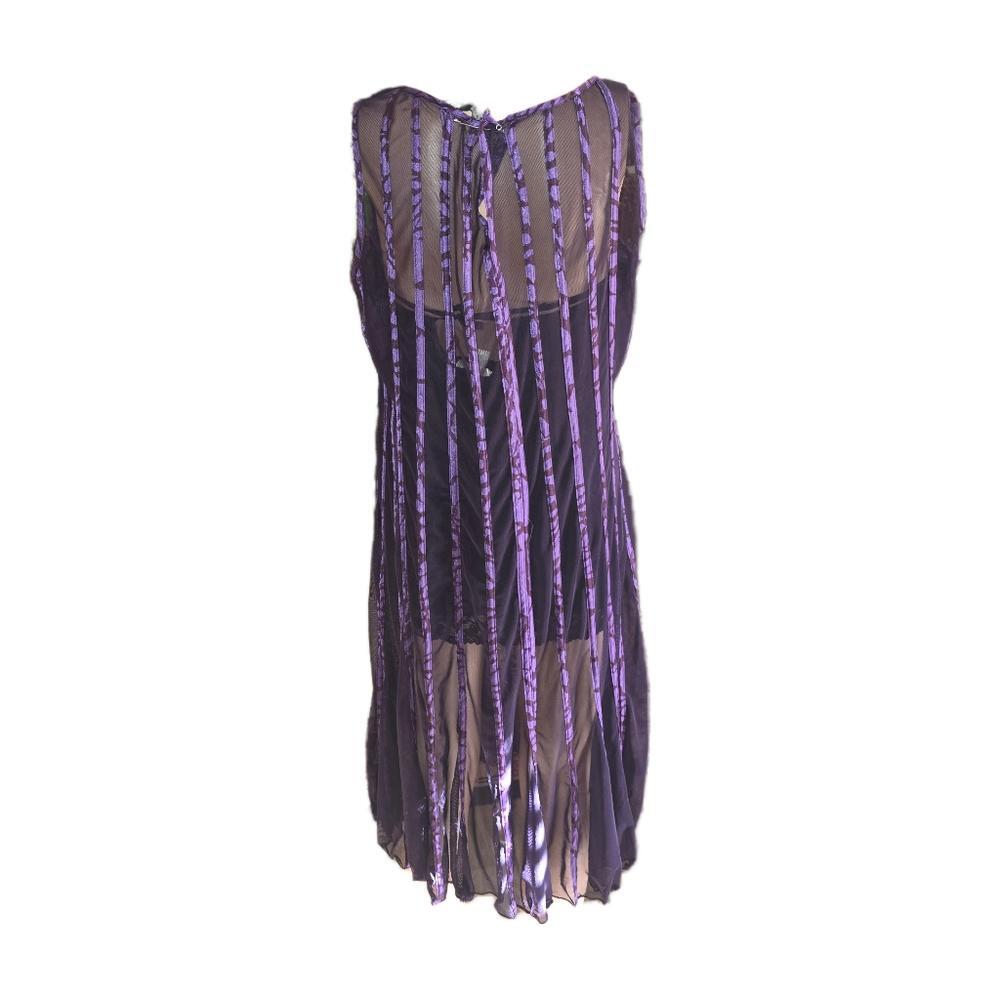 Sandra Darren Vintage Inspired Purple Sheer Maxi Dress  Boho Chic Size 12