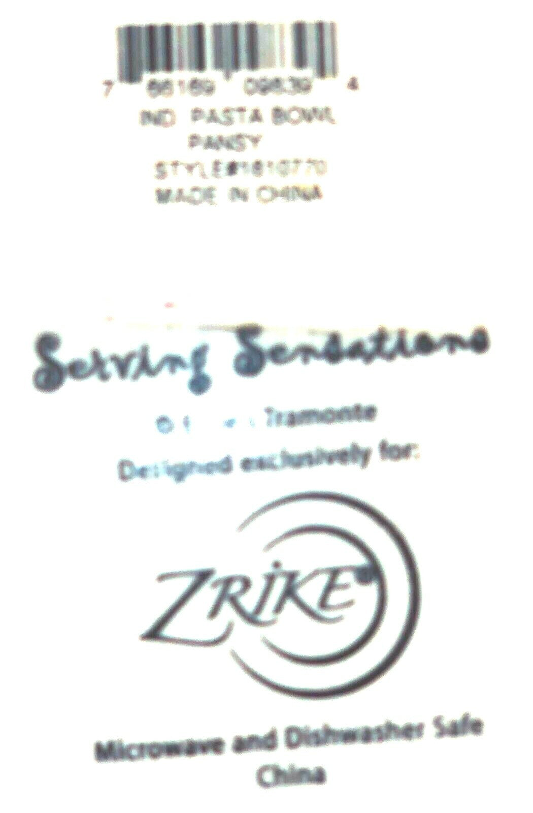 "ZRIKE" Serving Sensations by Eileen Tramonte Dinnerware Collection