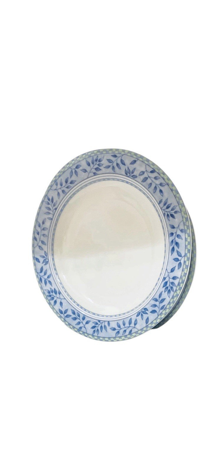 Royal Doulton Rivoli Bread Plates Set of 4 Blue Green Leaves Checkered Band