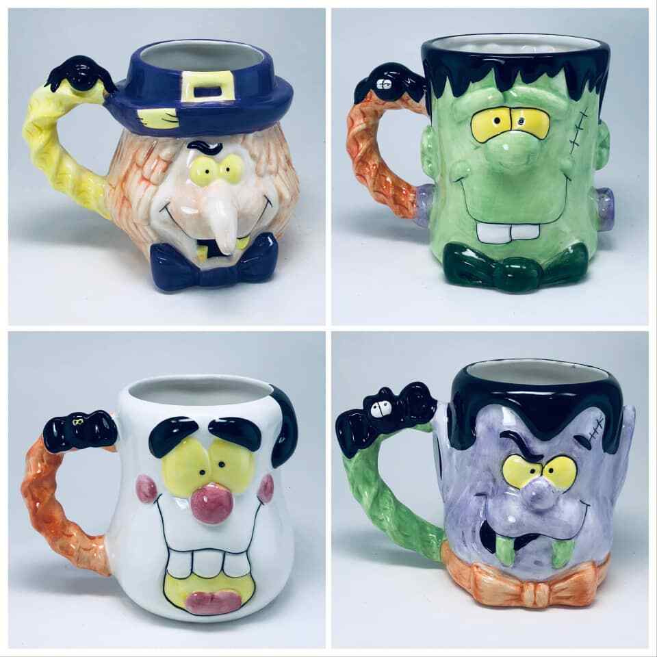 Vintage 3D Mug JCPenney Frankenstein Ghost Vampire Witch Home Collection Ceramic
