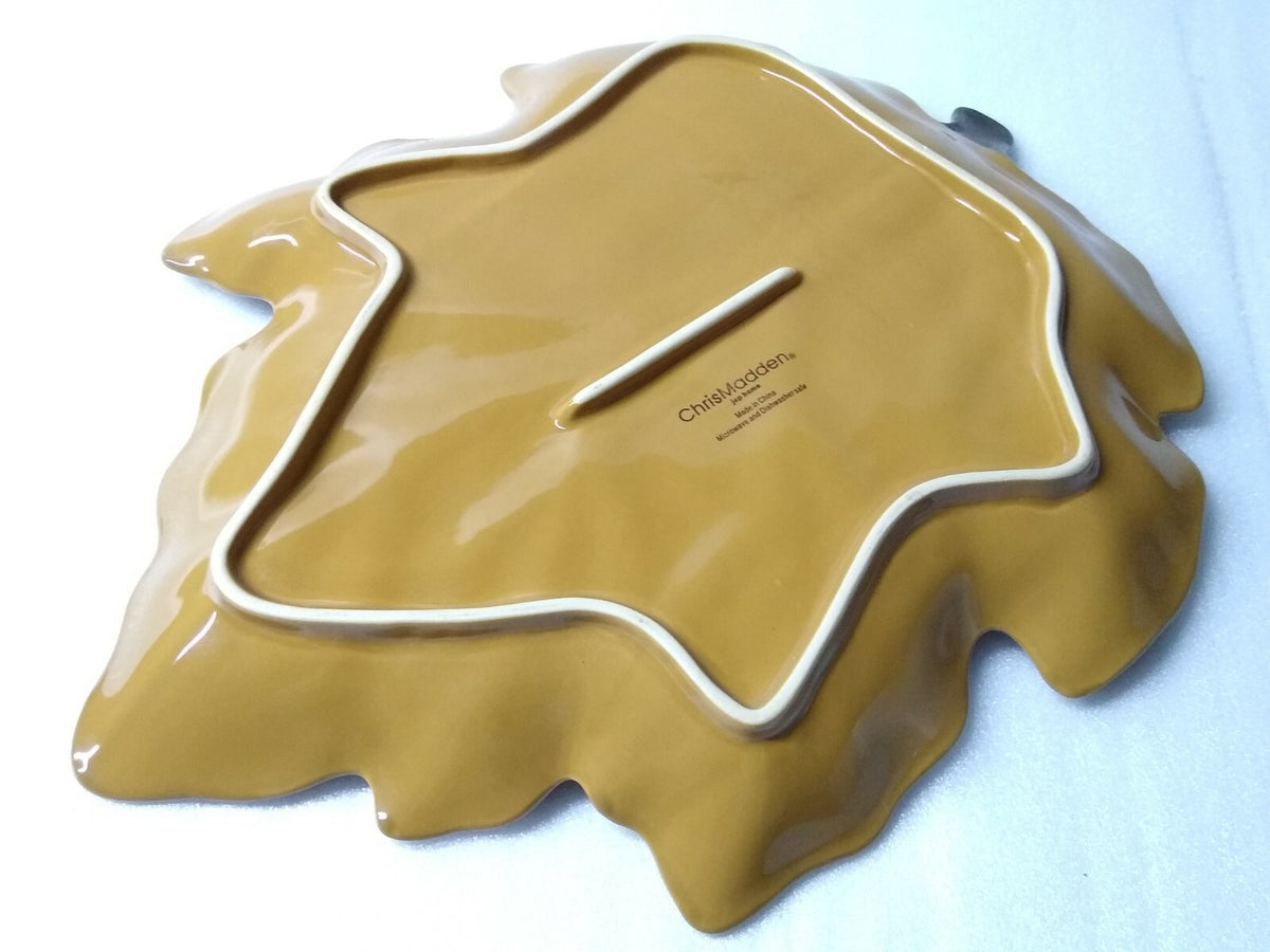 CHRIS MADDEN 4-Plates 1-Serving Platter Harvest Leaf Shaped JCP Home Autumn Set
