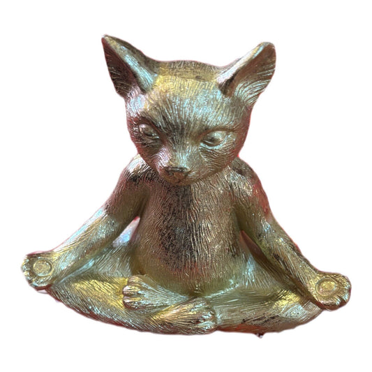 Creative Thinker YOGA CAT Statue Sagebrook Home Metallic Gold Polyresin
