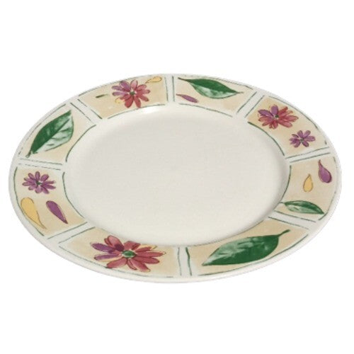 Gibson Designs SABRINA 4-Dinner Plates 10 5/8" D Flowers Petals & Green Leaves