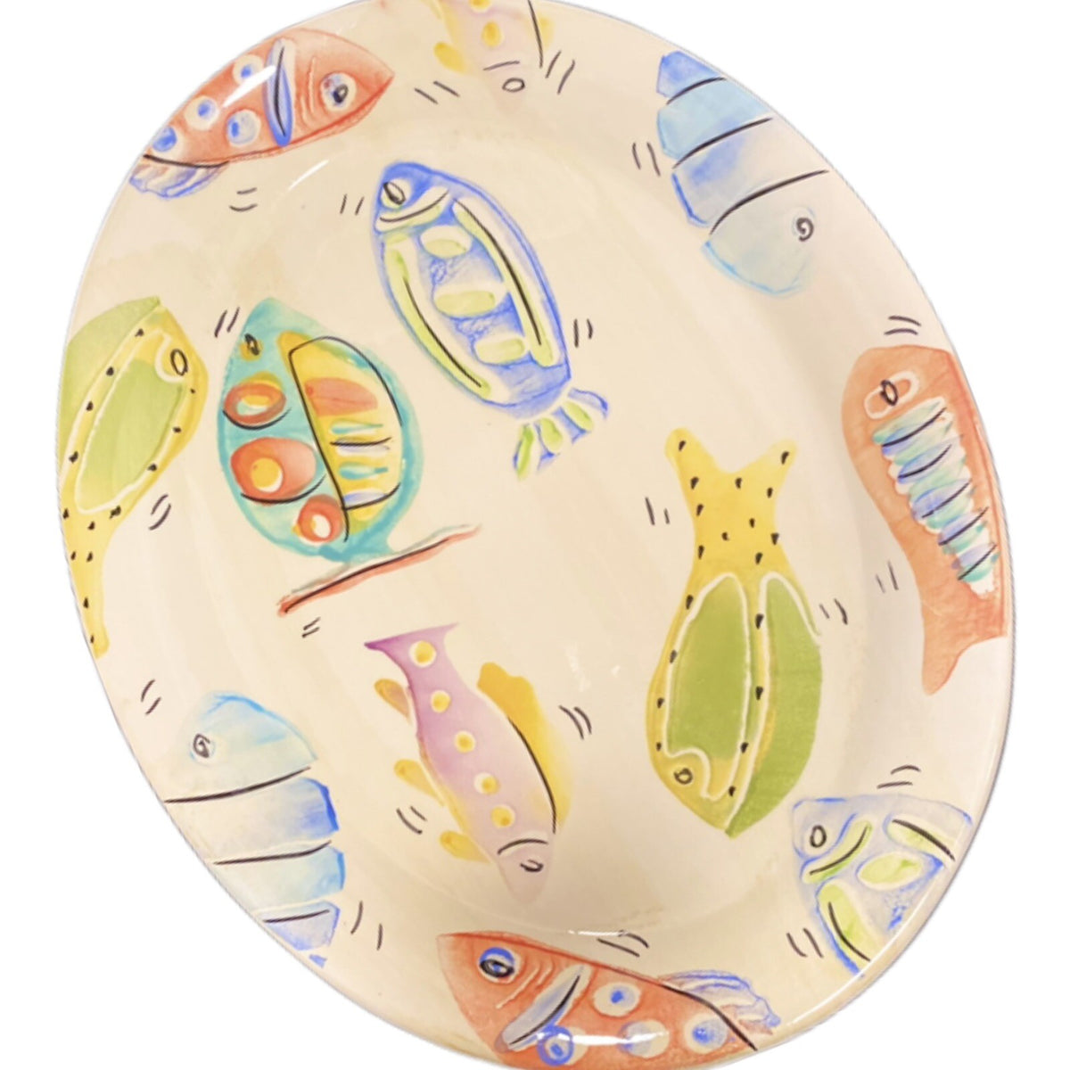 Antica Fornace Italy Oval Fish Platter Ceramic Hand painted Tray Da Tavola