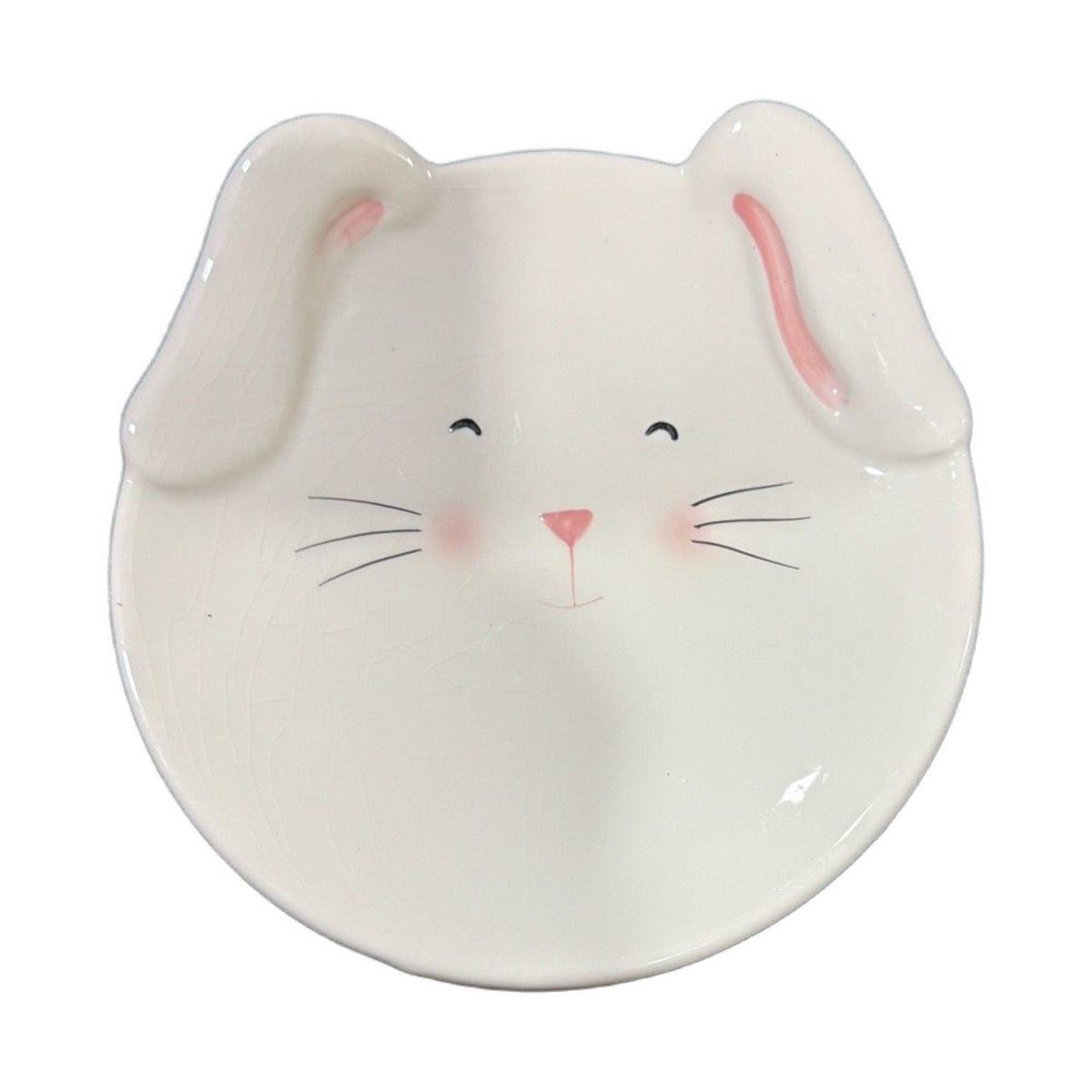 Blossoms & Blooms Bunny Plate 8x7 Ceramic Easter Rabbit Pink Ears Dish