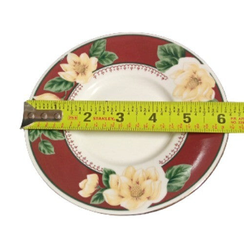 Gibson Designs Magnolia Bloom • Set of 4 Cups & Saucers • Floral Ceramic