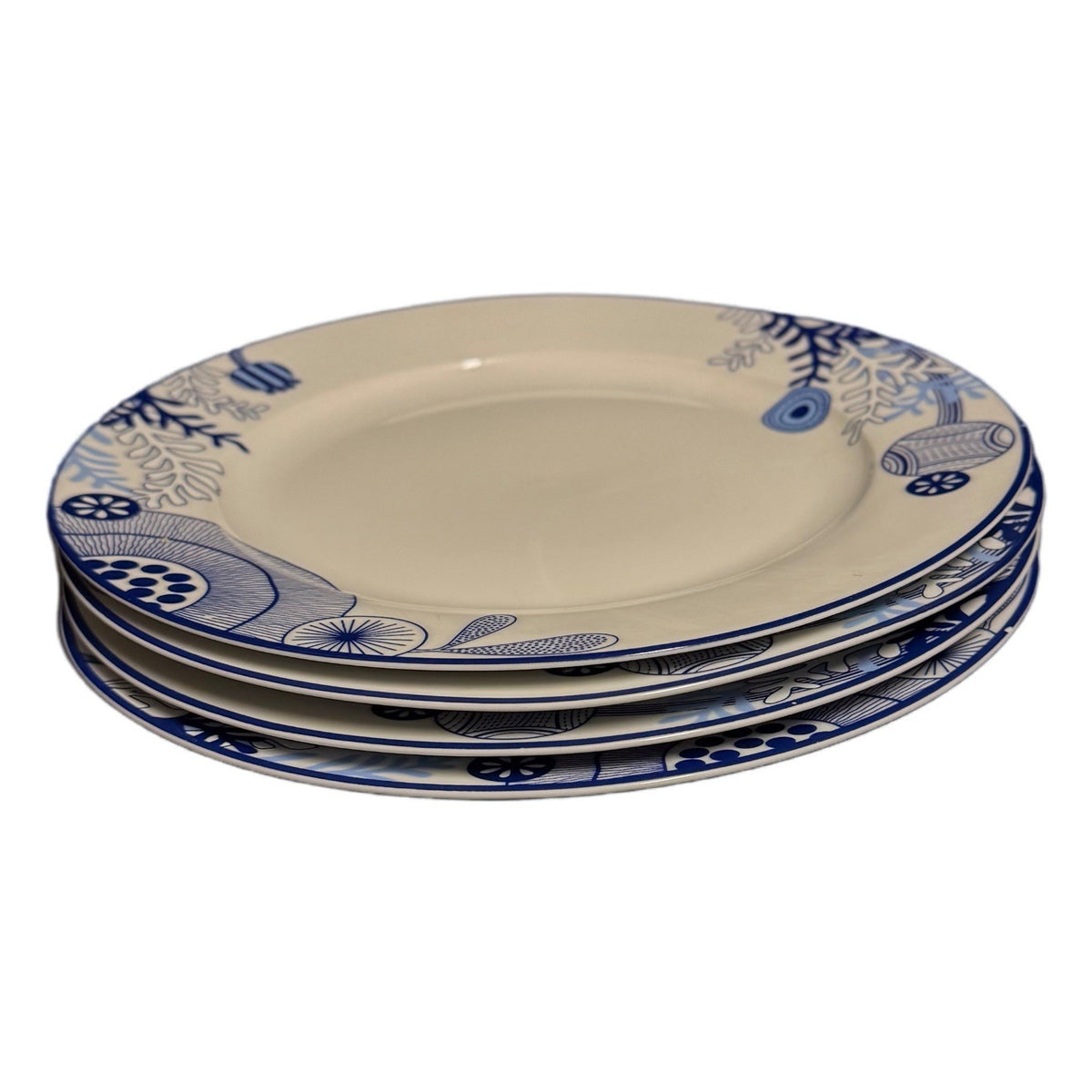 Doublewhale Dinner Plates Set of 4 Blue Coral Penny Cai Design 10.75” Ocean Art
