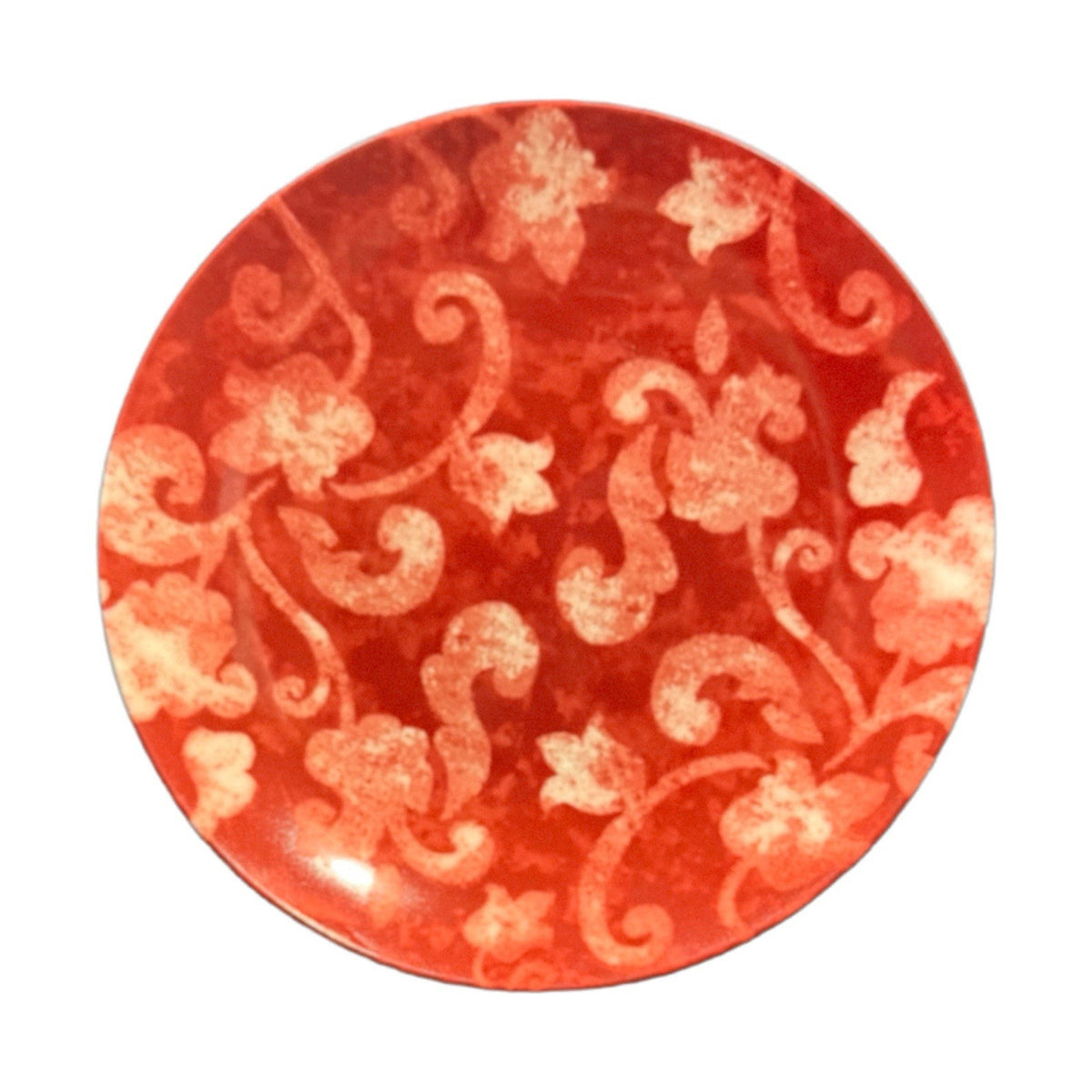 Set of 4 Cordon Bleu BIA Red Scroll Plates 8” China 2007 Stoneware Dinnerware