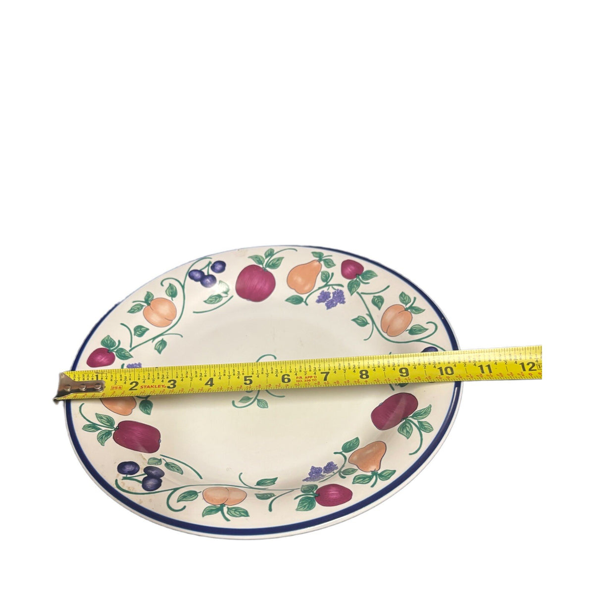 A Princess House 4-Dinner Plates Orchard Medley Fruit Border Indonesia 10 5/8" D