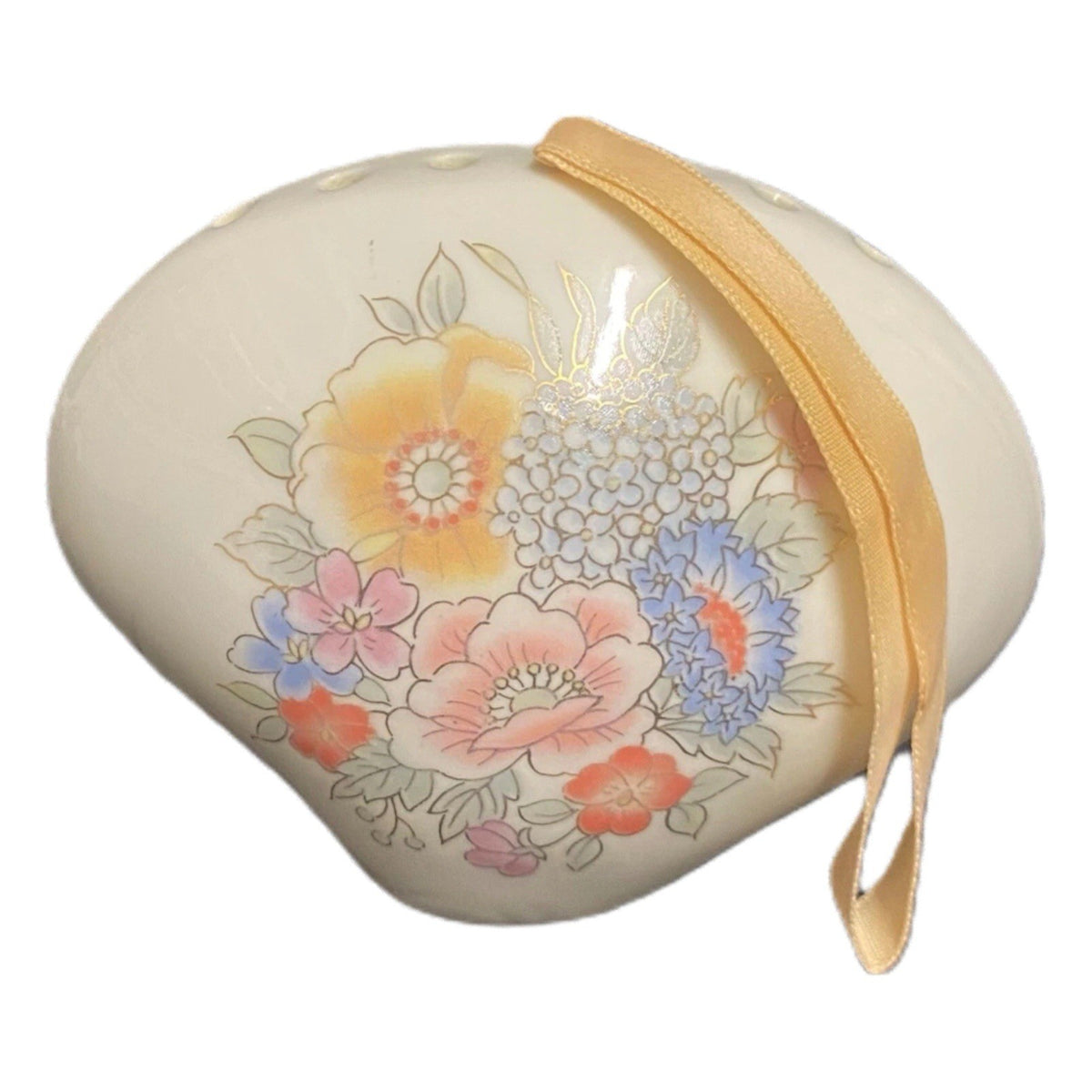 Vintage Ceramic Potpourri Pomander Freshener Floral Fragrance Seashell Shape
