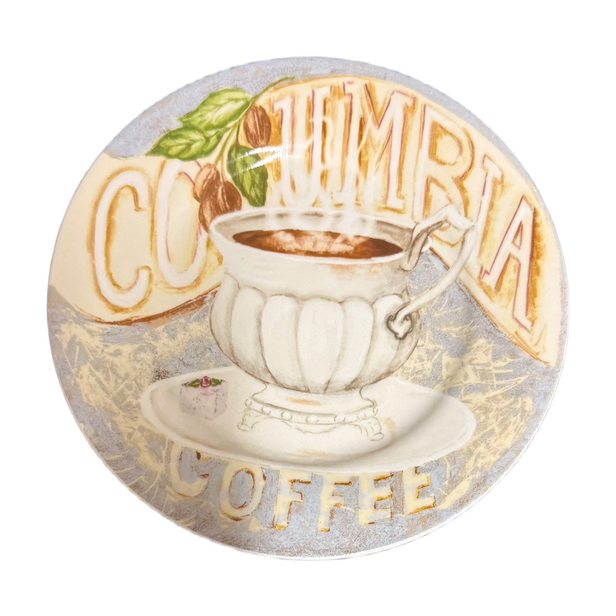 American Atelier COLUMBIA 4 Salad Plates Assorted Coffee Team Dessert Porcelain
