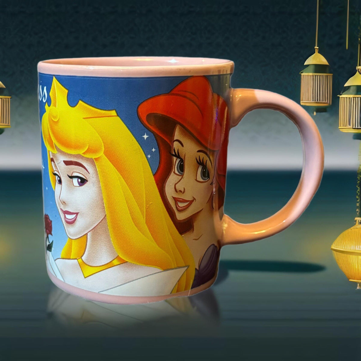 DISNEY PRINCESS Mug Ceramic Coffee Tea Cup Pink Interior