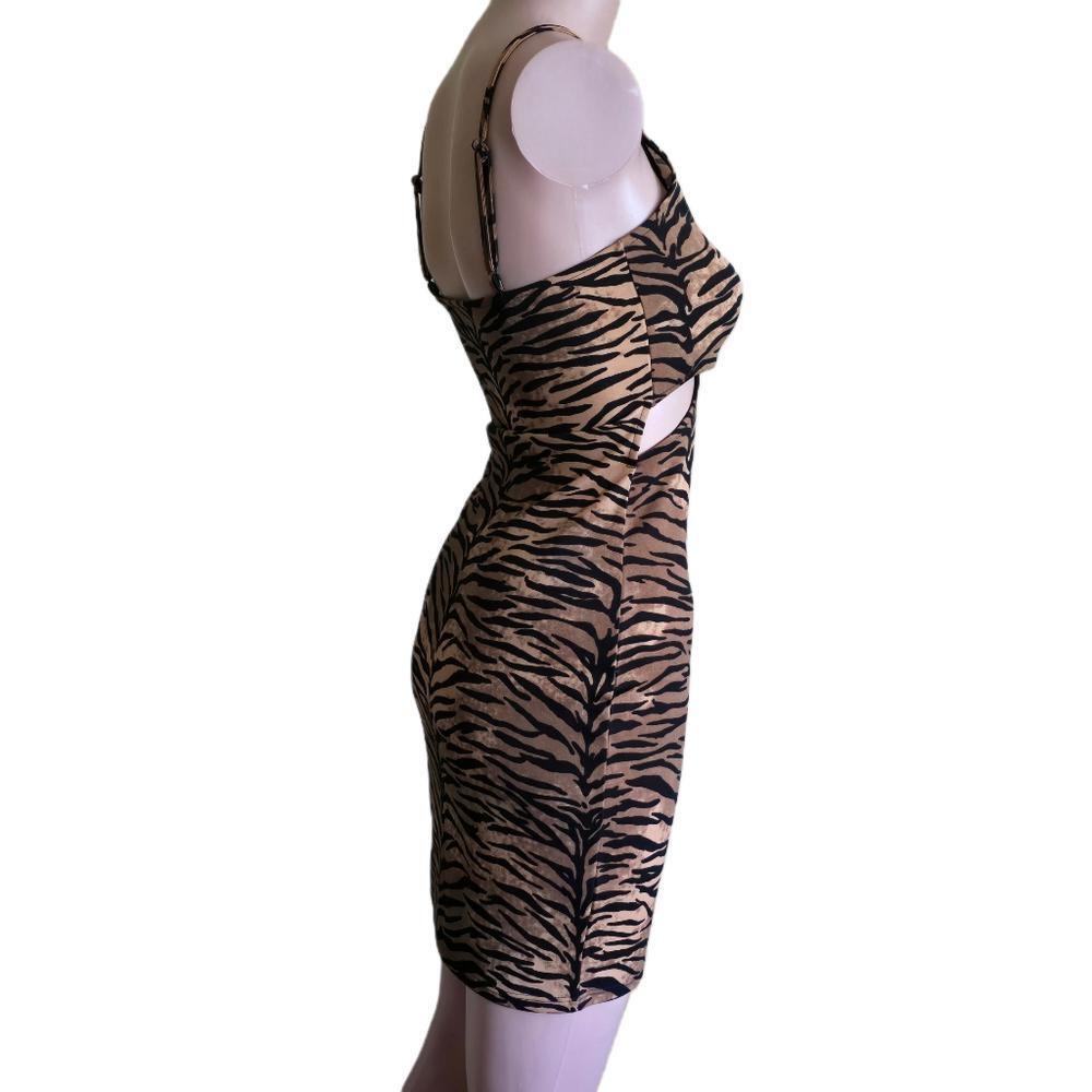 Divided H&M Tiger Print Mini Dress Fierce Filrty CutOut Daring Size 4