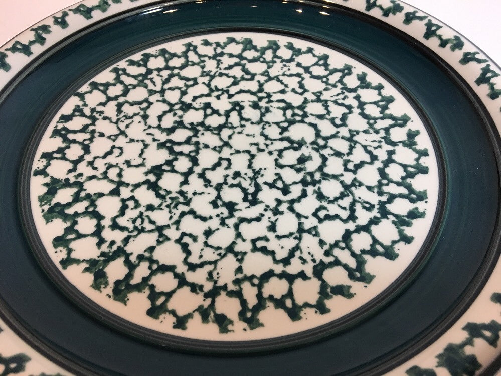Tienshan COUNTRY CROCK 2-Dinner Plates Stoneware Sponge Dark Green Oven to Table