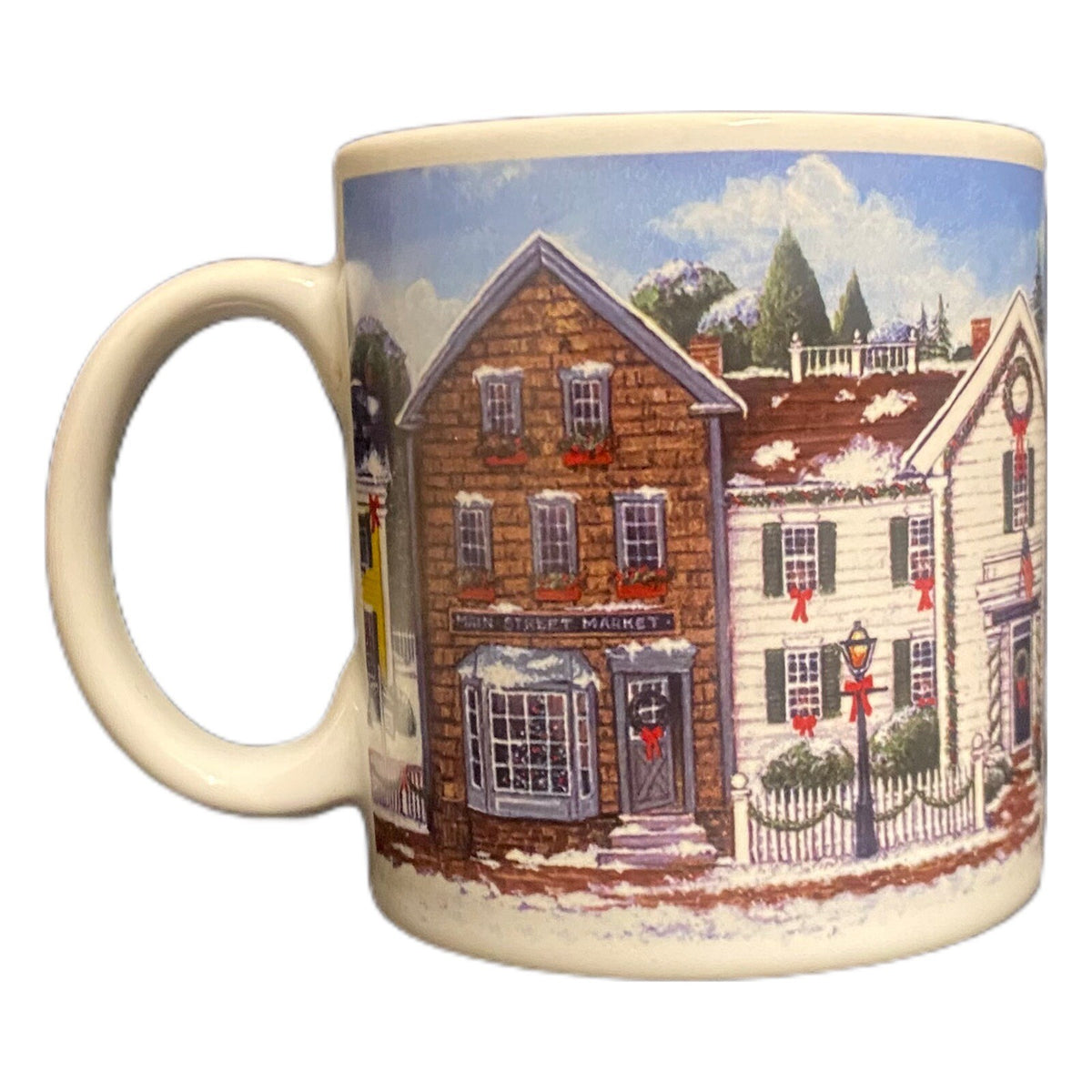 David Carter Brown 2-Mugs CHRISTMAS VILLAGE Sakura Stoneware Coffee Tea Cups