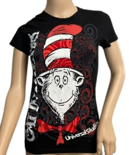 Dr. Seuss Cat In The Hat Universal Studios Black Graphic T-Shirt Women’s Small