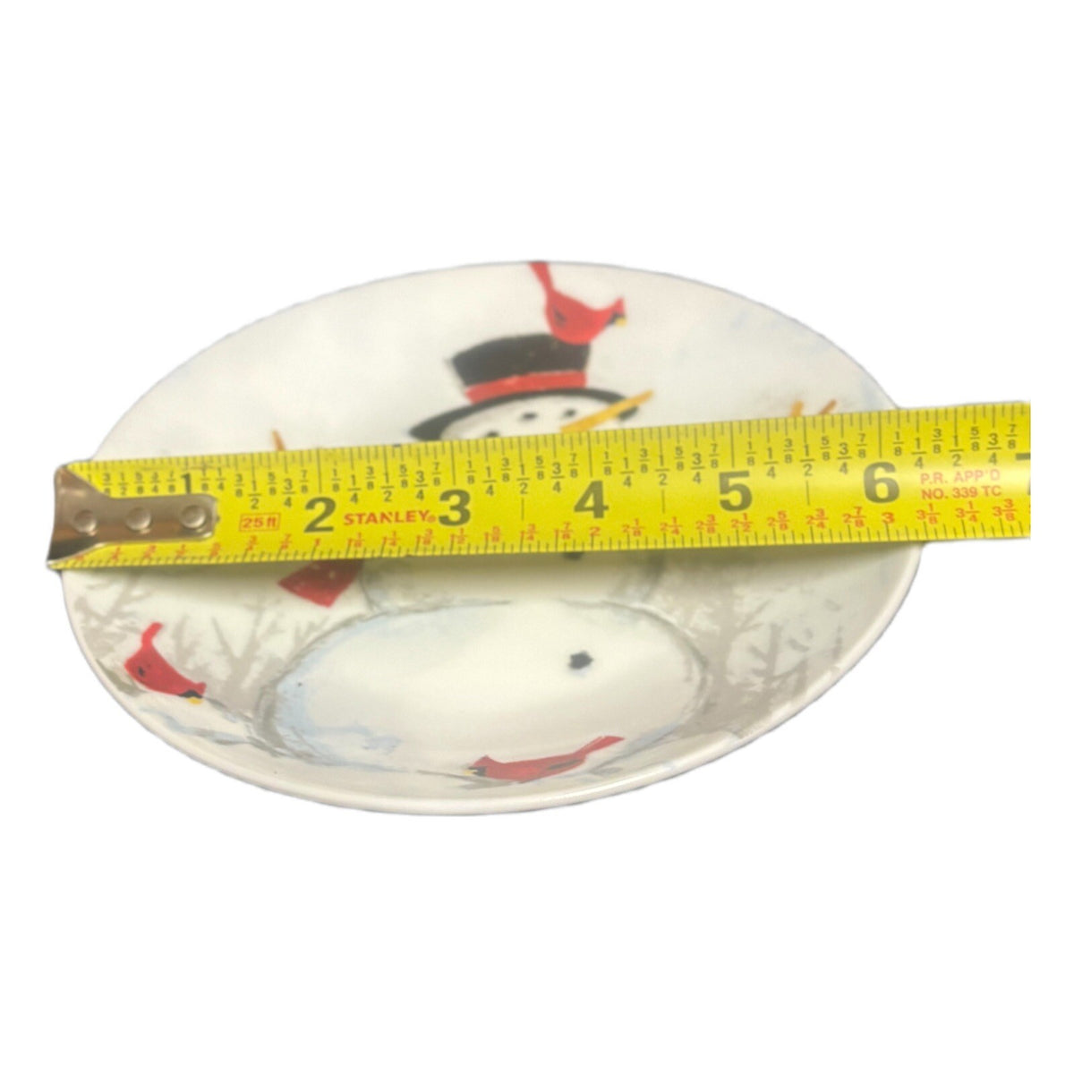 222 FIFTH WINTER CHEER 4-Appetizer Plates Holiday Christmas Snowman Cardinal Red