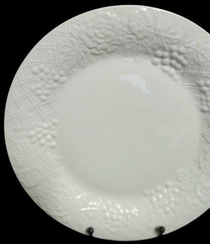 Gibson Designs FOUR SEASONS 4-Dinner Plates 10 ½” D White Embossed Fruit Floral