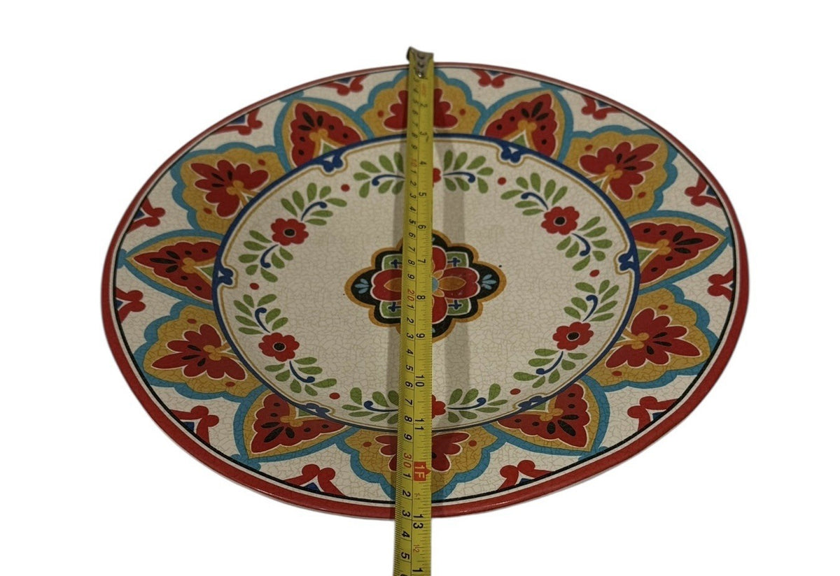 222 Fifth El Centro 12.5” D Serving Platter Mexican Style Ceramic