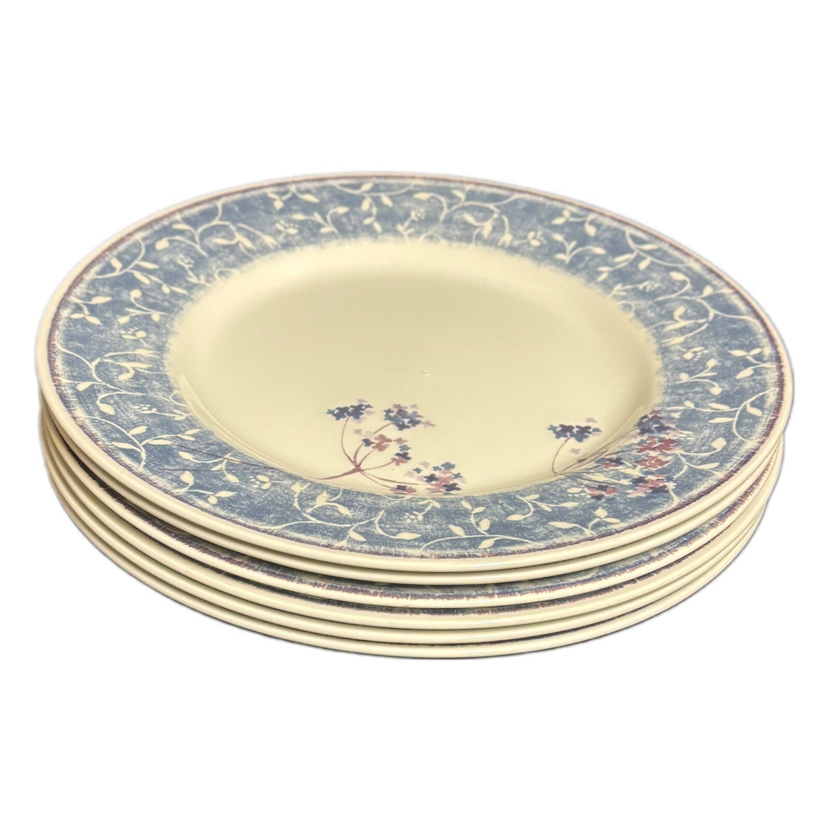 Pier 1 Blueberry Spray Set Of 6 Dinner Plates Earthenware England 10 3/4”D