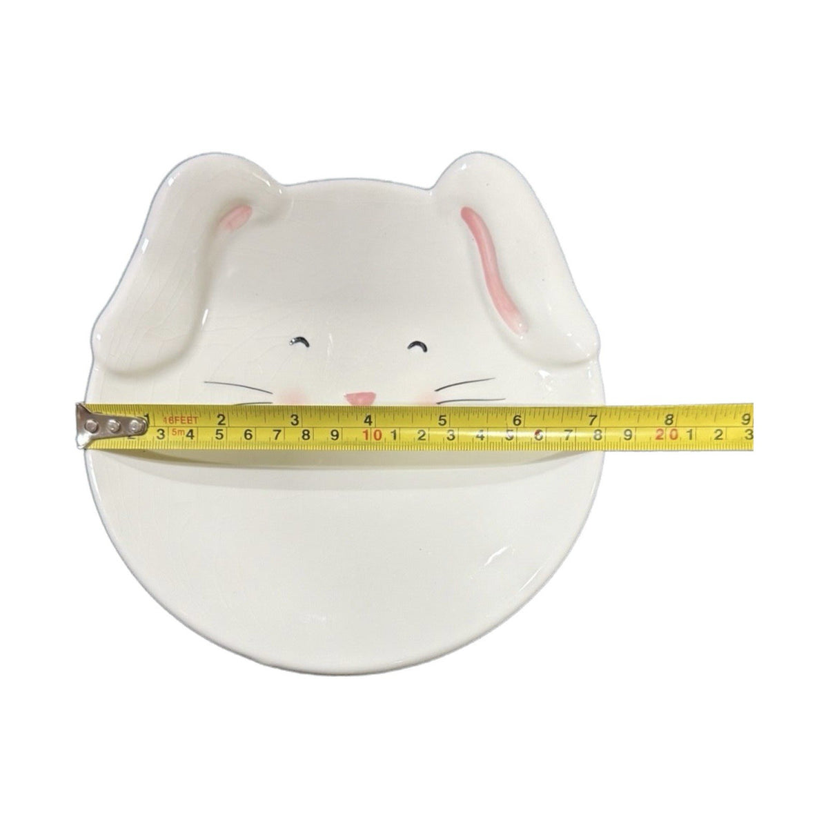 Blossoms & Blooms Bunny Plate 8x7 Ceramic Easter Rabbit Pink Ears Dish