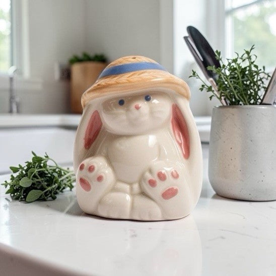 Vintage Treasure Craft Easter Bunny Salt Shaker Hat Rabbit Figurine 4.5”