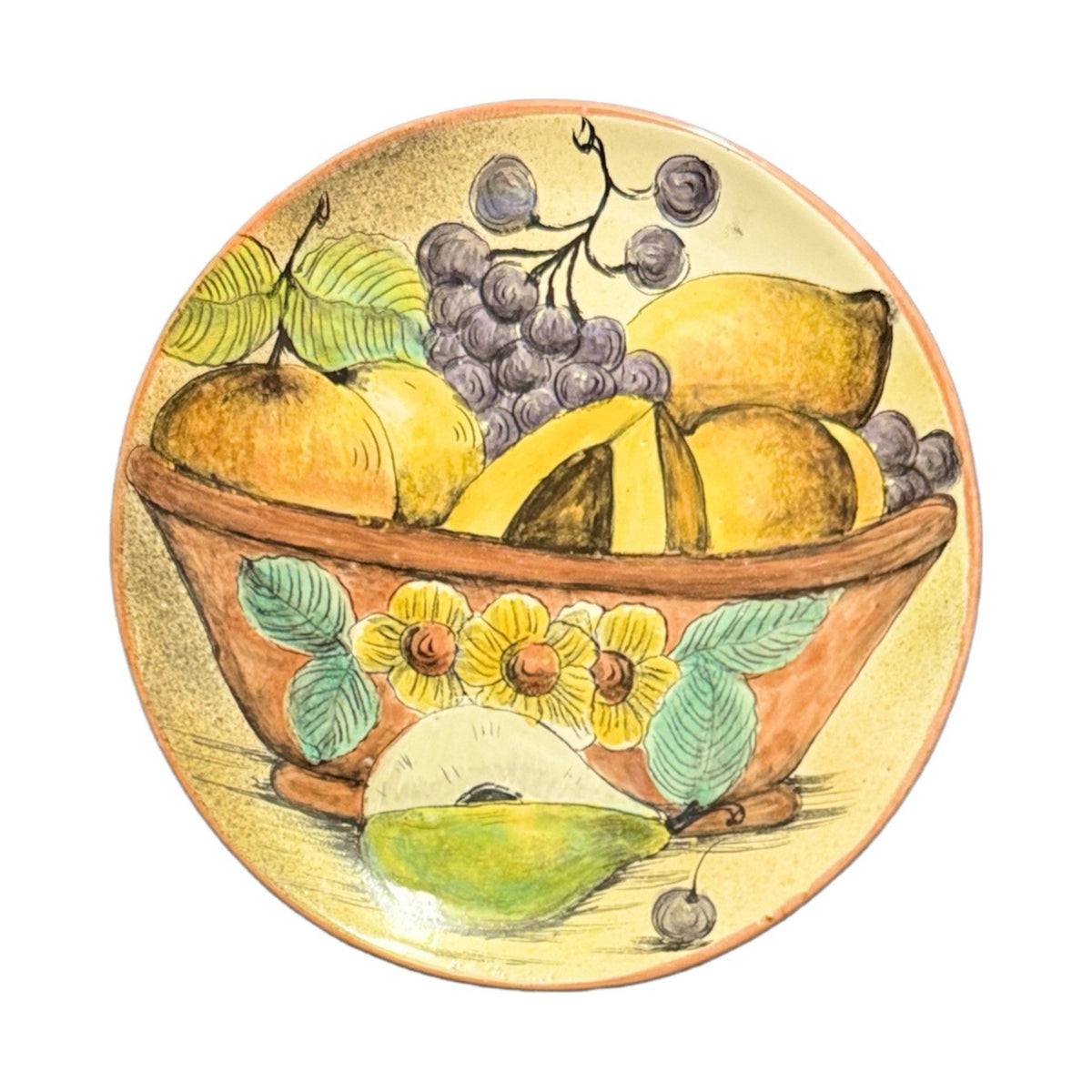 11” Mayolyca Sta Rosa Wall Plate Fruit Bowl Art Guanajuato Mexico Hand Painted