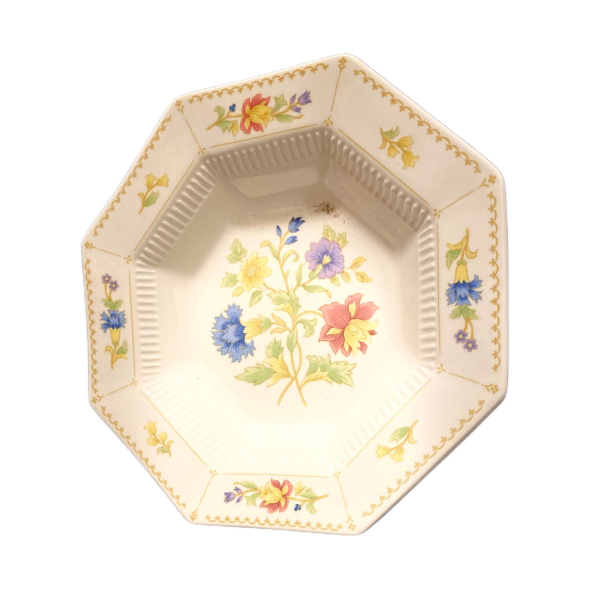 Nikko MAGENTA 3 Soup Bowls 8”D Octagonal White Floral Japan Classic Collection