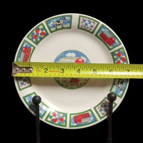 Gibson Designs BARNYARD Salad Plate 7 1/8" D Heart Cow Farmhouse Dessert Dish