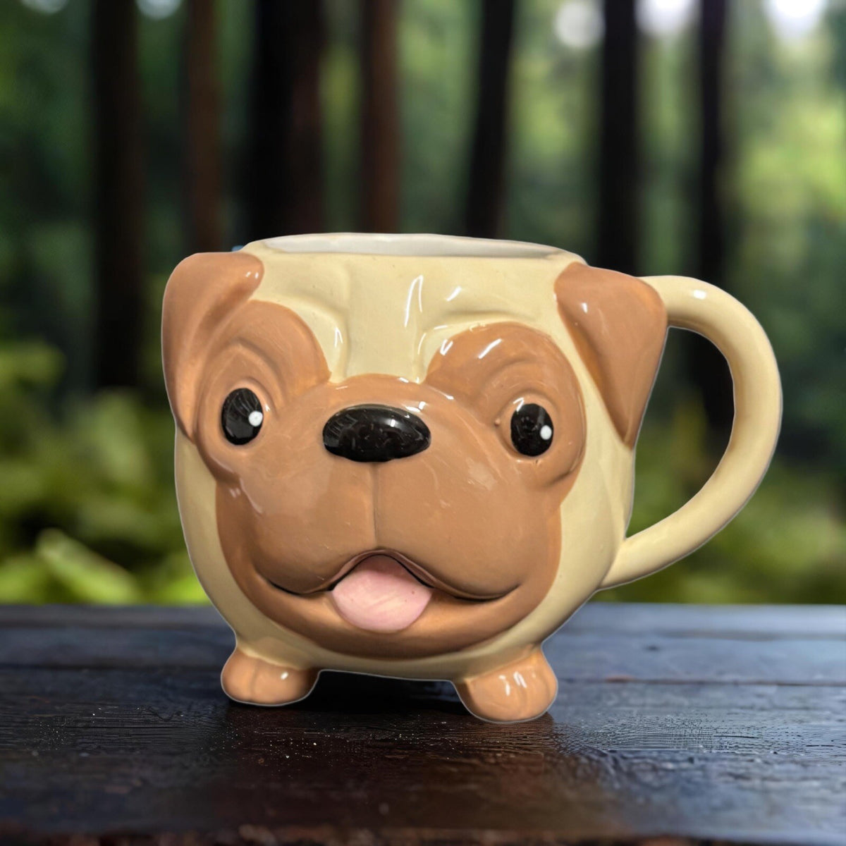 THINK Pawsitively Mug 3D Pug Puppy Dog Face Ceramic Animal  Coffee Tea Cup