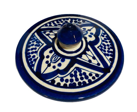 Handmade Moroccan Blue Ceramic Jar 24oz Kechla Fassi Sugar Coffee Canister Decor