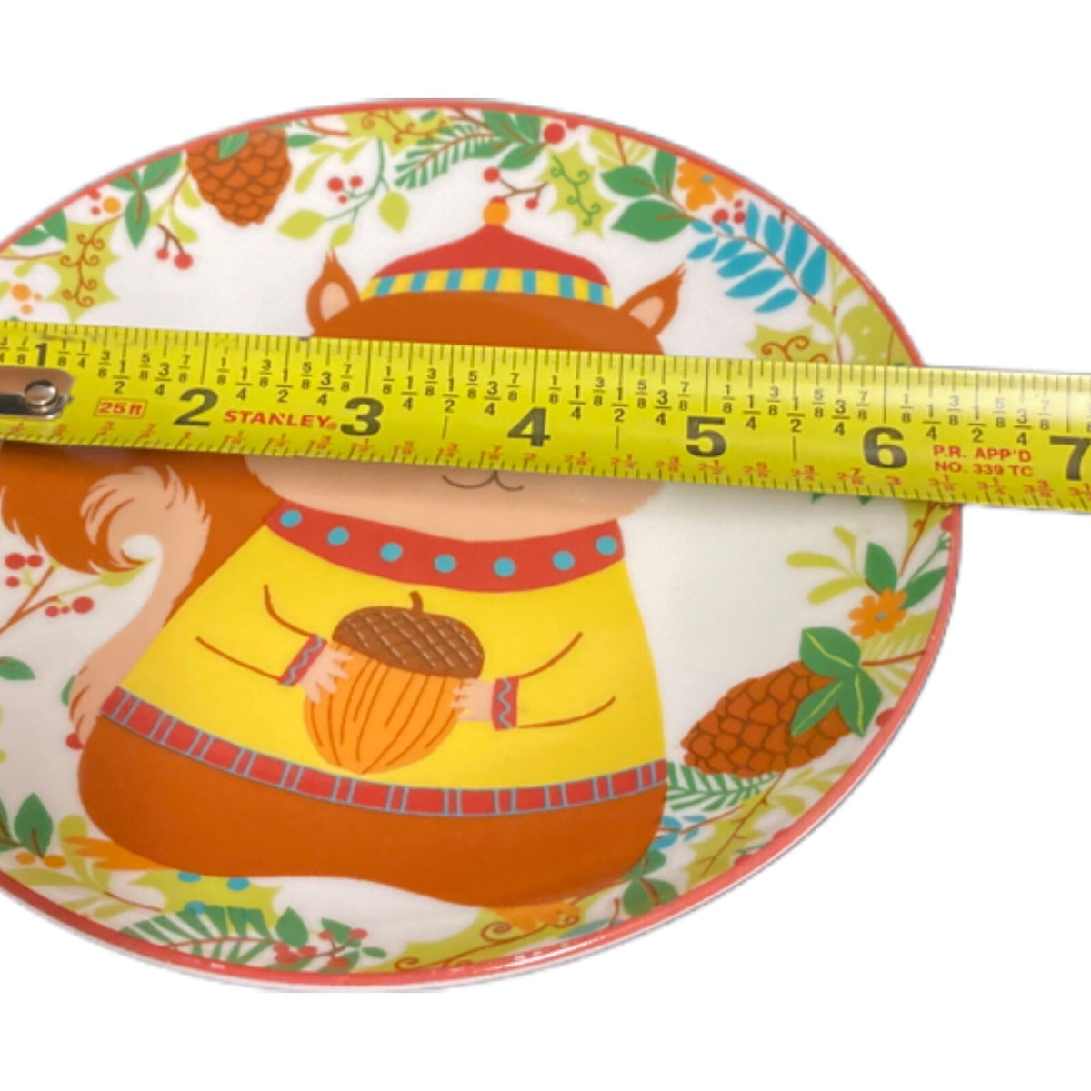 222 Fifth CHRISTMAS FRIENDS Appetizer/Dessert Plate Owl Ceramic Dish  6 3/8" D